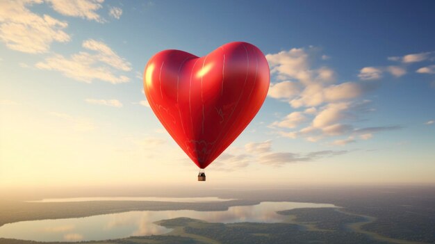 Foto hartballon die alleen drijft