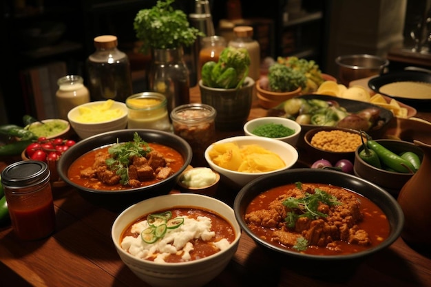 Hartelijke Pozole maaltijd opstelling