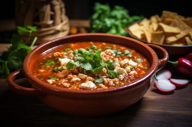 Hartelijke rode Pozole Soep Bowl