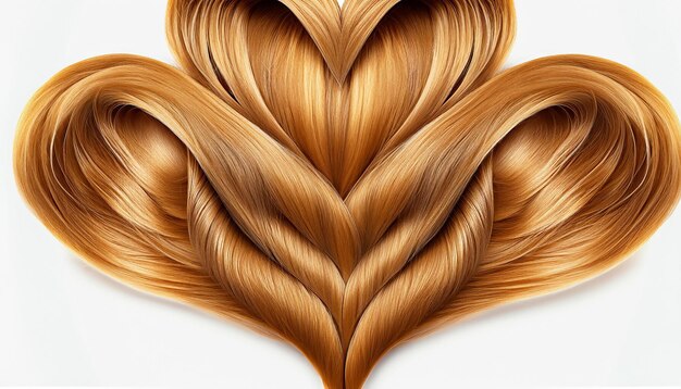 Foto hartelijke tresses bruin haar vormt de vorm van de liefde valentijnsdag