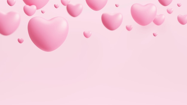 Harten achtergrond Valentijnsdag banner 3D renderen