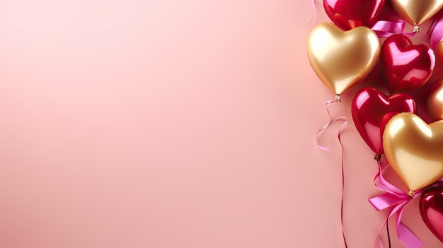 harten ballonnen met geschenken op roze Valentine's Day achtergrond