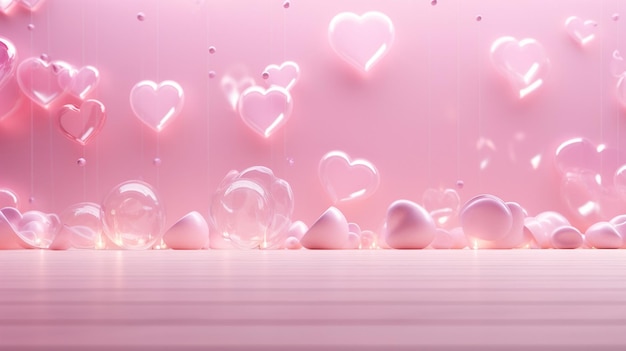 Harten op een roze achtergrond