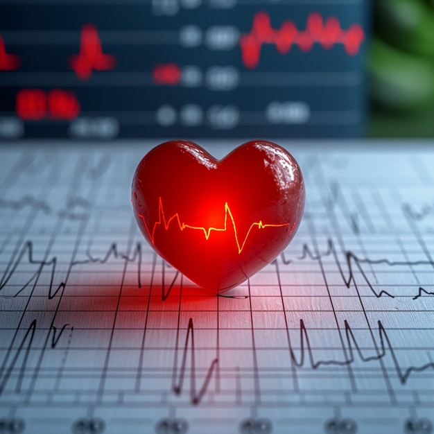 Hartgezondheidswaarschuwing Rood hart op ECG-grafiek potentieel risico voor berichtgrootte op sociale media