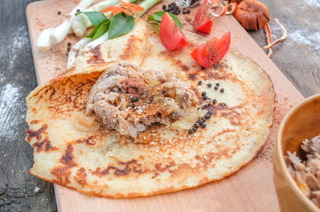 Hartig ontbijt Pannenkoeken met gehakt