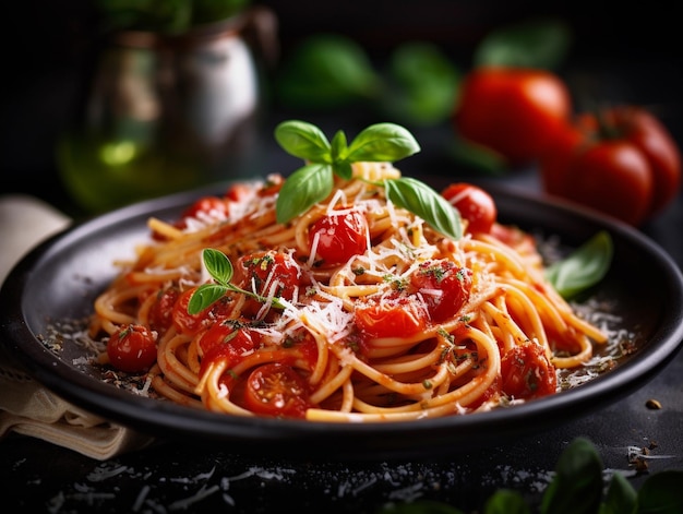 Hartige Spaghettirepen Een heerlijk lunchgerecht met tomaten en saus