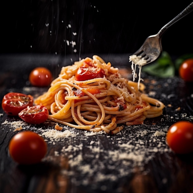 Hartige Spaghettirepen Een heerlijk lunchgerecht met tomaten en saus