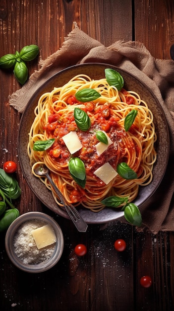 Hartige Spaghettirepen Een heerlijk lunchgerecht met tomaten en saus