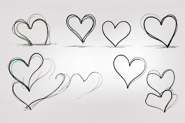Foto hartpatroon met de hand getekend hart schets set ontwerp hart stickers ornamenten