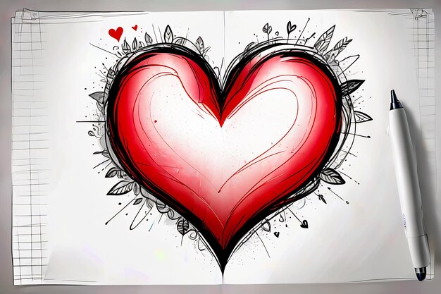 hartpatroon met de hand getekend hart schets set ontwerp hart stickers ornamenten