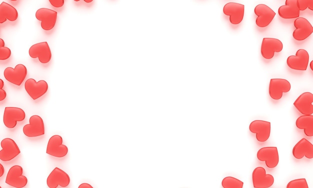 Hartrand voor Valentijnsdag met rode harten. 3D-rendering