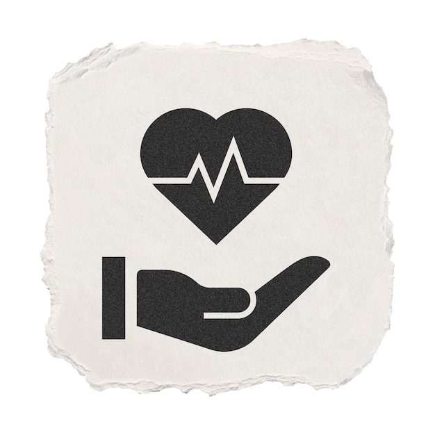 Hartslag hand png pictogram sticker gescheurd papier ontwerp doorzichtige achtergrond