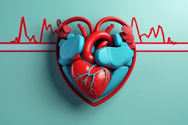 Foto hartslag medische animatie over een gezonde levensstijl