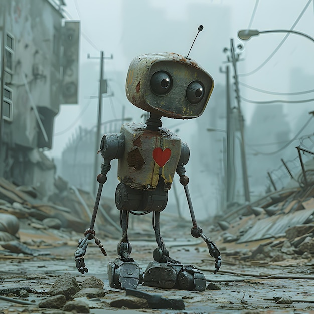 Hartverwarmende Robotreis PixarStyle Emotie in een post-apocalyptisch landschap