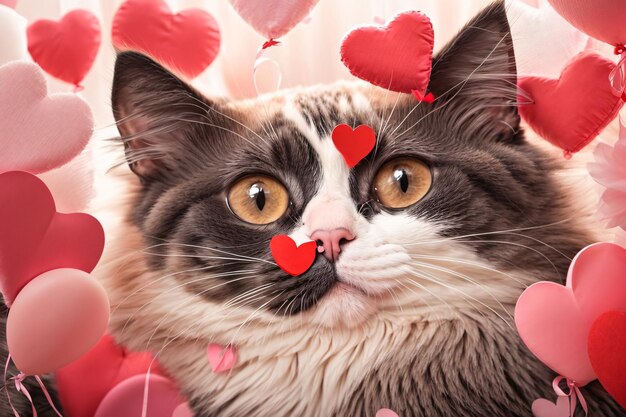 Foto hartverwarmende valentijnsdag kat