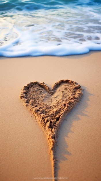 hartvorm gemaakt door een hart op het strand