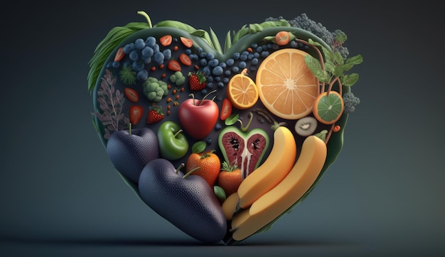 Hartvorm gemaakt van gezonde groenten Wereldgezondheidsdag achtergrond