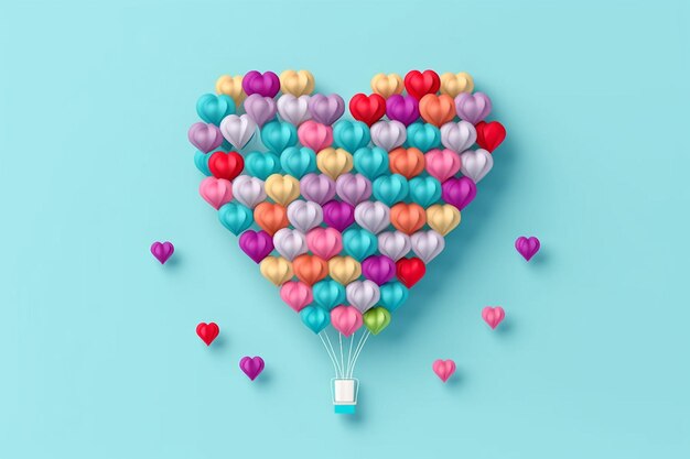 hartvorm met behulp van kleurrijke hart luchtballon AI gegenereerd