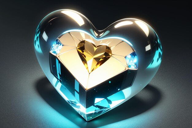 Foto hartvormig glaskristal speciaal effect kristalhelder mooi achtergrondbehang
