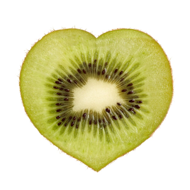 Hartvormig plakje groene kiwi's