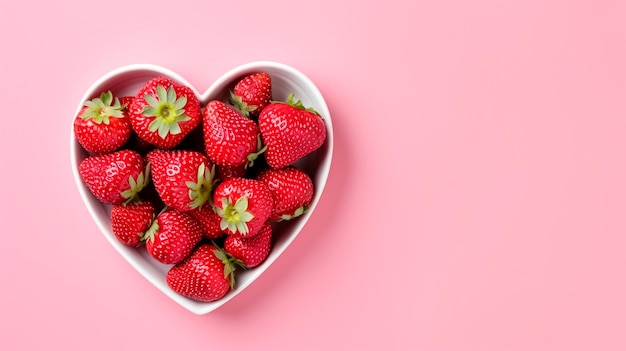 hartvormige aardbeien op roze achtergrond