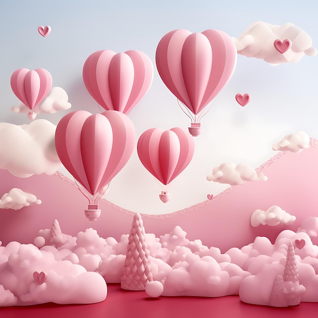 hartvormige ballon voor een gelukkige valentijnsdag achtergrond