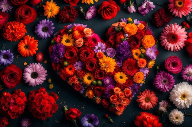 Foto hartvormige bloemen uit het hart van een hart