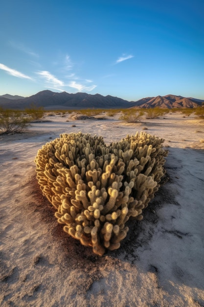 Hartvormige cactus in een woestijnlandschap gemaakt met generatieve AI