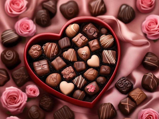 Hartvormige doos chocolade