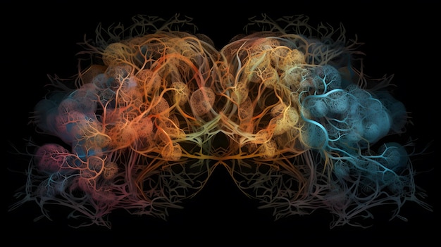 Hartvormige generatieve kunst geïnspireerd door Ernst Haeckel op botanische fractal achtergrondwinnaar van Behance-wedstrijd