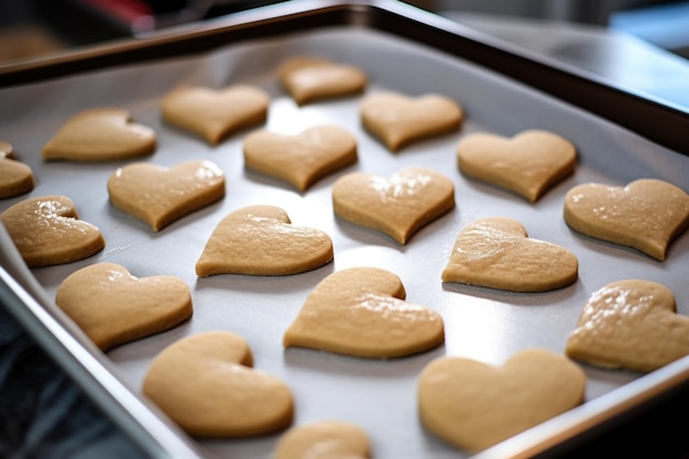 Hartvormige koekjes op een bakplaat