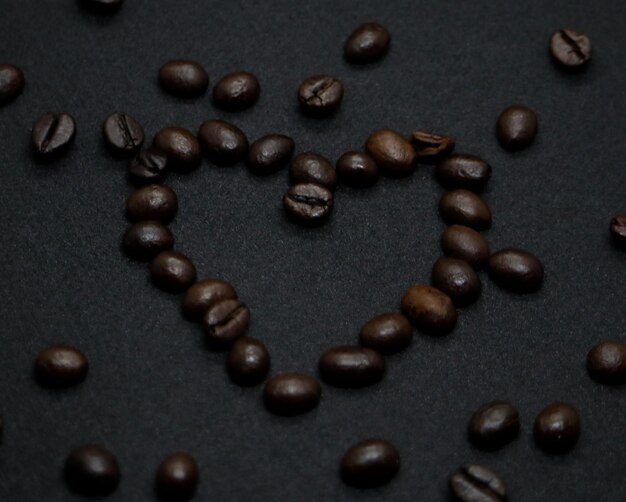 Hartvormige koffiebonen, bovenaanzicht