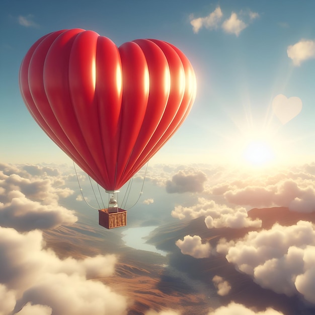 hartvormige luchtballon hoog in de lucht