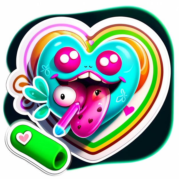 Hartvormige stickers 3d harten met verschillende ontwerpen hartvormige cartoon stijl stickers set