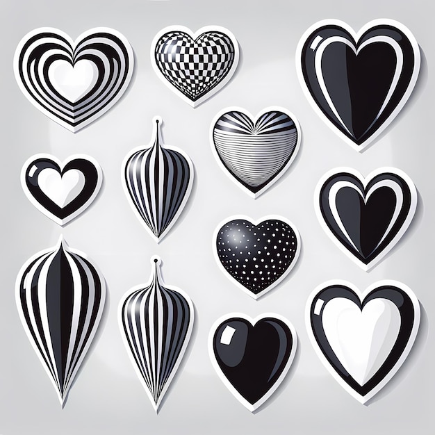 hartvormige stickers 3d harten met verschillende ontwerpen