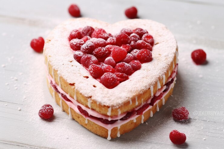 Hartvormige taart voor Valentijnsdag