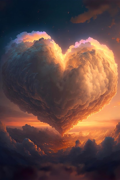 Hartvormige wolk in de vorm van een hartgeneratieve ai