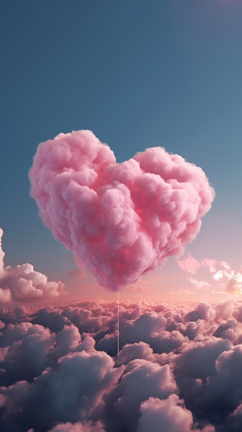 hartvormige wolken in de lucht met de woorden liefde erin