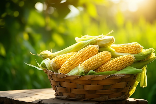 Harvest Bounty Basket of Ripe Corn