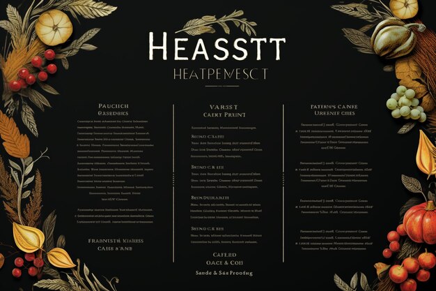 Photo harvest feast menu template with elegant typograph 00425 01