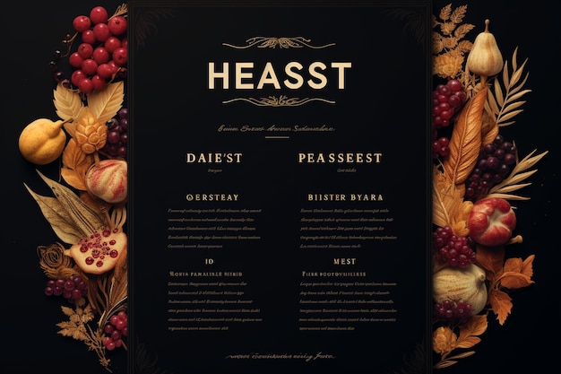 Photo harvest feast menu template with elegant typograph 00425 02