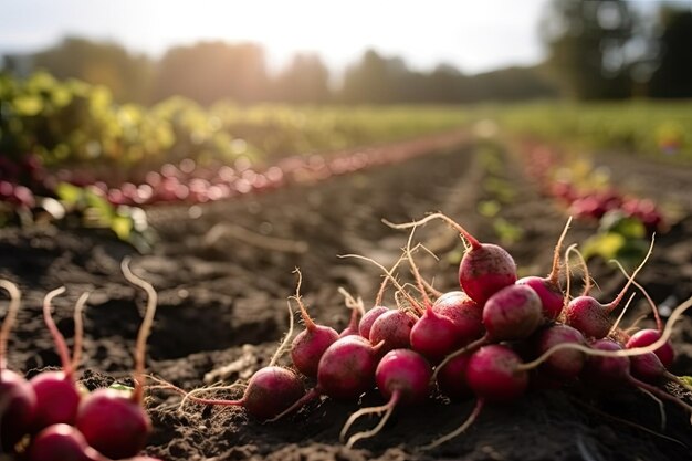 Harvest of freshly harvested radishes Generative AI