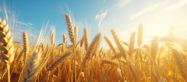 金色の小麦の収 季節の畑は晴れた空で風にらぎます