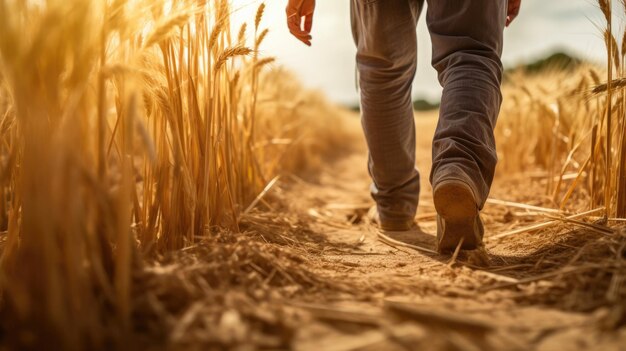 Harvest Harmony Closeup van boer te midden van tarwe