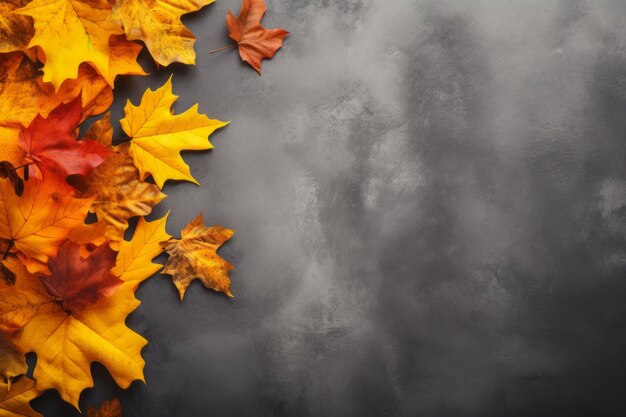 Harvest hues captivating autumn abstract fall leaves frame stone surface in seasonal celebration