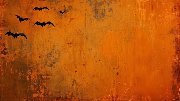 Photo harvest hues a halloweeninspired grunge orange background embellished with bats and abstract texture for a vintage and spooky vibe