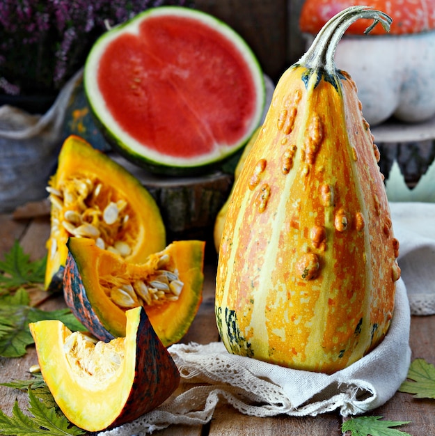 Harvest of Pumpkins. Composition for the celebration of Halloween.