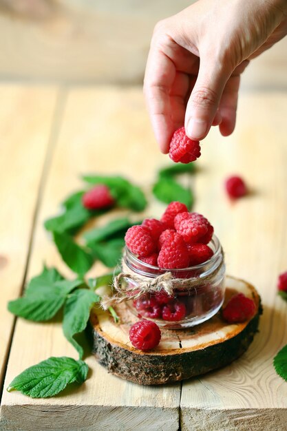 Harvest raspberries.