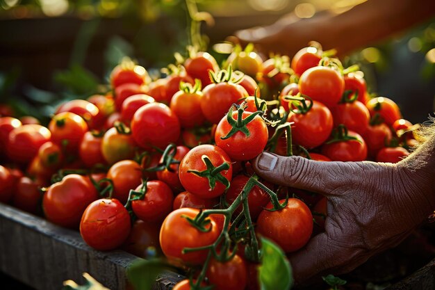 Photo harvest of sunripened tomatoes