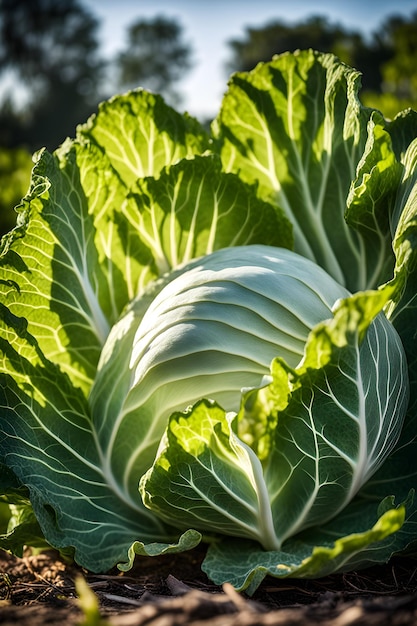 harvest of white cabbage in the garden